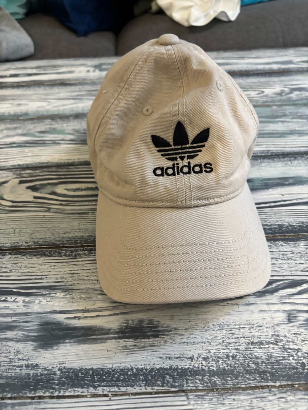 adidas Beige Baseball Cap with Black Trim and Logo